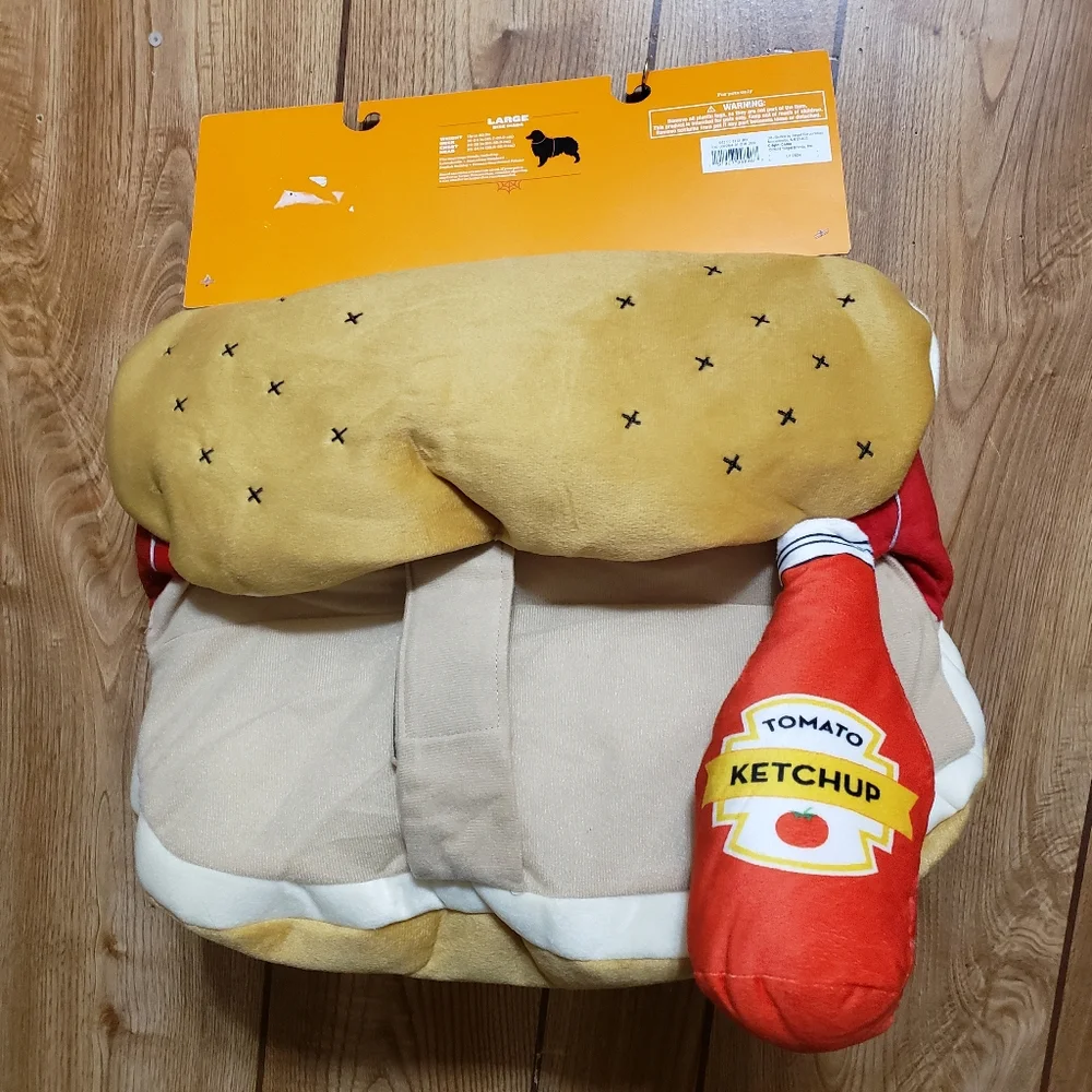 Hotdog Dog Costume Size Large With Ketchup Toy New With Tags Hyde And Eek